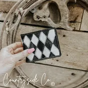 Bifold Cowhide Checkered Wallet
