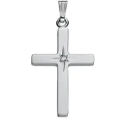 Sterling Silver Cross Necklace with Genuine Diamond