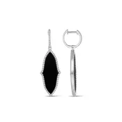 Black Onyx Dangle Drop Earrings in 14k White Gold