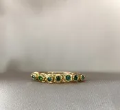 14ky stacker with natural, green diamonds (size 7)