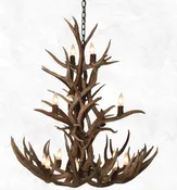 12 Light Cascade Mule Deer Chandelier