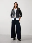 Vegan Leather Cropped Moto Jacket