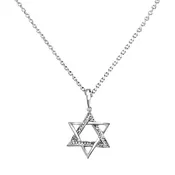 0.06ct Pavé Diamonds in 14K White Gold Star of David Pendant Necklace