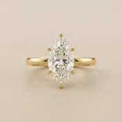 3.06ct Marquise Diamond Engagement Ring — 6-Prong Solitaire, Hidden Halo | 14kt Yellow Gold