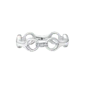 15 mm Beam Link Ring with Pavé Connectors in Silver