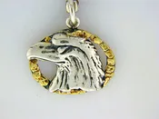 C022  Eagle Head Oval Charm with Nuggets