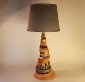 One-of-a-Kind Hardwood and Steel Lamp