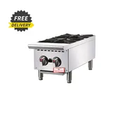 2 Burner, 12" Wide Commercial Hot Plate, NG