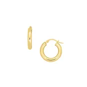 14K Gold 10MM Hoop Tube Earrings