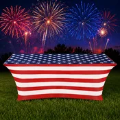 6 Ft Spandex Patriotic Tablecloth