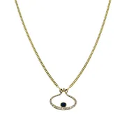 14k Gold Diamond Sapphire Pendant Necklace Eye Motif