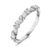 14K White Gold Alternating Marquise & Round Diamond Ring