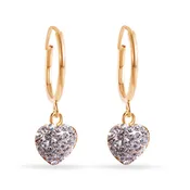 14 Karat Heart Clear CZ 11mm Hoop Earrings