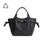 Avril Black Recycled Vegan Leather Top Handle Bag