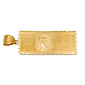 10K GOLD 100 DOLLAR BILL PENDANT 2"