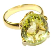 Authentic Citrine 14k Gold over .925 Sterling Silver handmade Cocktail Ring s. 7