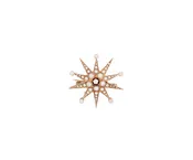 0.04ct European Cut Diamond and Seed Pearl Star Shaped Brooch in 14K