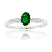 14KW Emerald & Diamond Ring