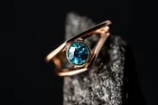 14k Rose Gold Blue Zircon Ring