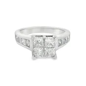 1 1/2CTW Princess Cut Diamond Quad Engagement Ring