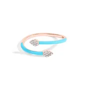 14K Rose Gold Blue Enamel Spiral Diamond Ring