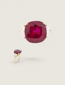 10CT CUSHION WITH TRILLIONS 17328LG-RUBY-CZ-14K