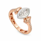 18k Rose and White Gold Diamond Ring with 23 Diamonds
