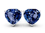 10K White Gold 0.61 Carat Heart Blue Sapphire Stud Earrings
