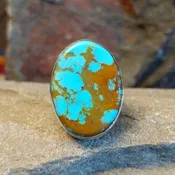 #8 Turquoise Oval Ring by Everett & Mary Teller GJ-RNG-0320 Size 7