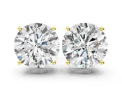 14K Yellow Gold 3.05 Carat E VS2 Round Diamond Stud Earrings
