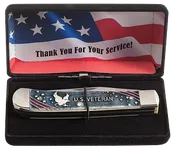 16300  W.R. Case Veterans Gift Set Smooth Natural Bone Trapper SS