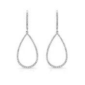 14KW Diamond Open Pear Leverback Earring