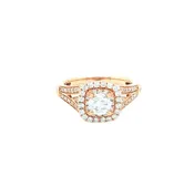 1.40 Cttw. Round Brilliant Diamond Double Halo Engagement Ring 14k Rose Gold