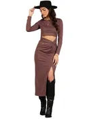 ARIA OPEN MIDRIFF DRESS-MAUVE