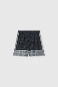 Bandana print crepon silk bermuda with hand-applied crystals