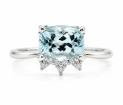 Aquamarine Dainty Crown Diamond Ring