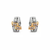14K Two-Tone Gold Diamond Earrings, Baguette & Round Cut, 1ct Total Weight