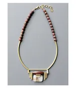 David Aubrey Burgundy And Jasper Artdeco Pendant Necklace