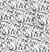 20x30 Foxes, black on cream