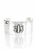 1.0 Custom Engraved Monogram Silver Cuff - Vine Font