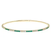 Alternating Emerald/Diamond Flex Bangle
