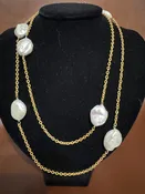 40″ Golden/Pearl Wrap Necklace/Ms. Versatle