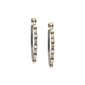 Armenta Alternating Pearl & Champagne Crivelli Diamond Hoop Earrings