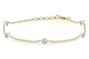 14k Two-Tone Fancy Link .25 Total 5 Bezel Set Diamond Bracelet