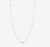 18K Gold Necklace with 7 Diamond Stations