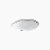 19-1/4" oval Kohler E0122K undermount bathroom sink with glazed underside