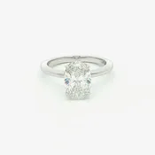 14K White Gold 2 Carat Lab-Grown Oval Diamond Engagement Ring with Hidden Halo