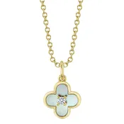 0.02CT DIAMOND & 0.33CT MOTHER OF PEARL CLOVER NECKLACE
