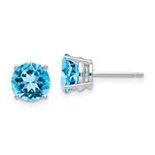 Blue Topaz 6 mm Round Stud Earrings