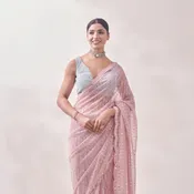 Aqua Pink Patterned Saree